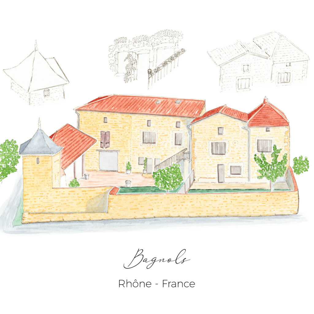 Illustration Architecture Pierres dorées Commandes personnalisées