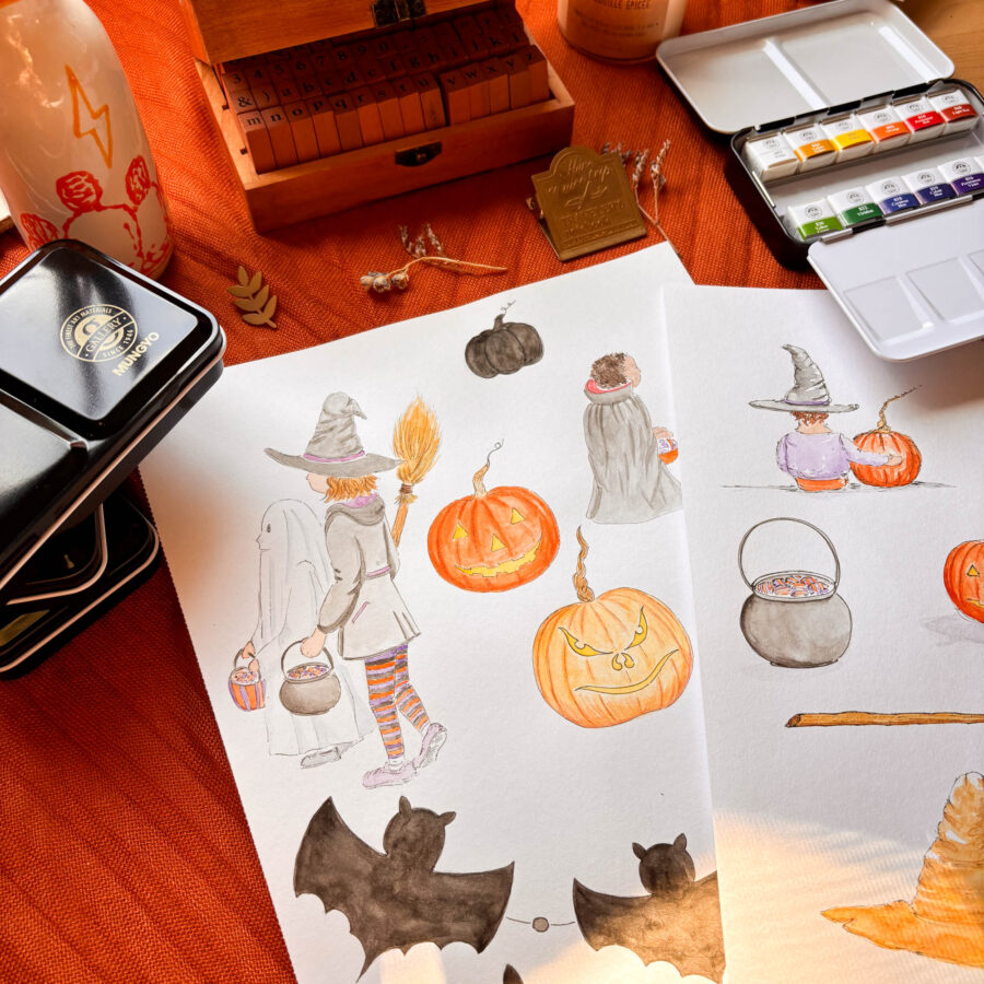 atelier aquarelle & encre Halloween